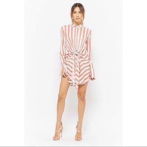 FOREVER 21 Striped Tie-Front Shirt Dress